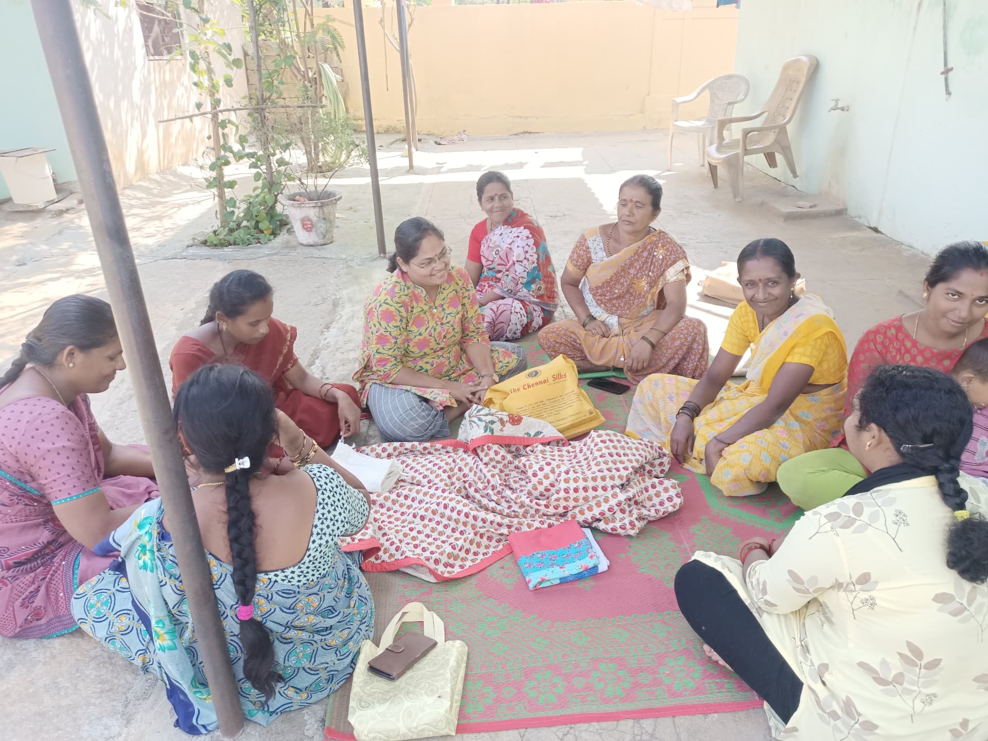 Women participating in a community skill-development training session
