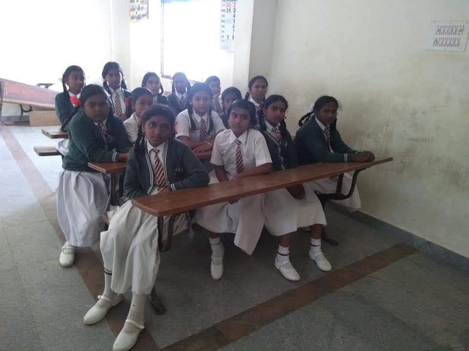 Students gathered for a menstrual hygiene education session