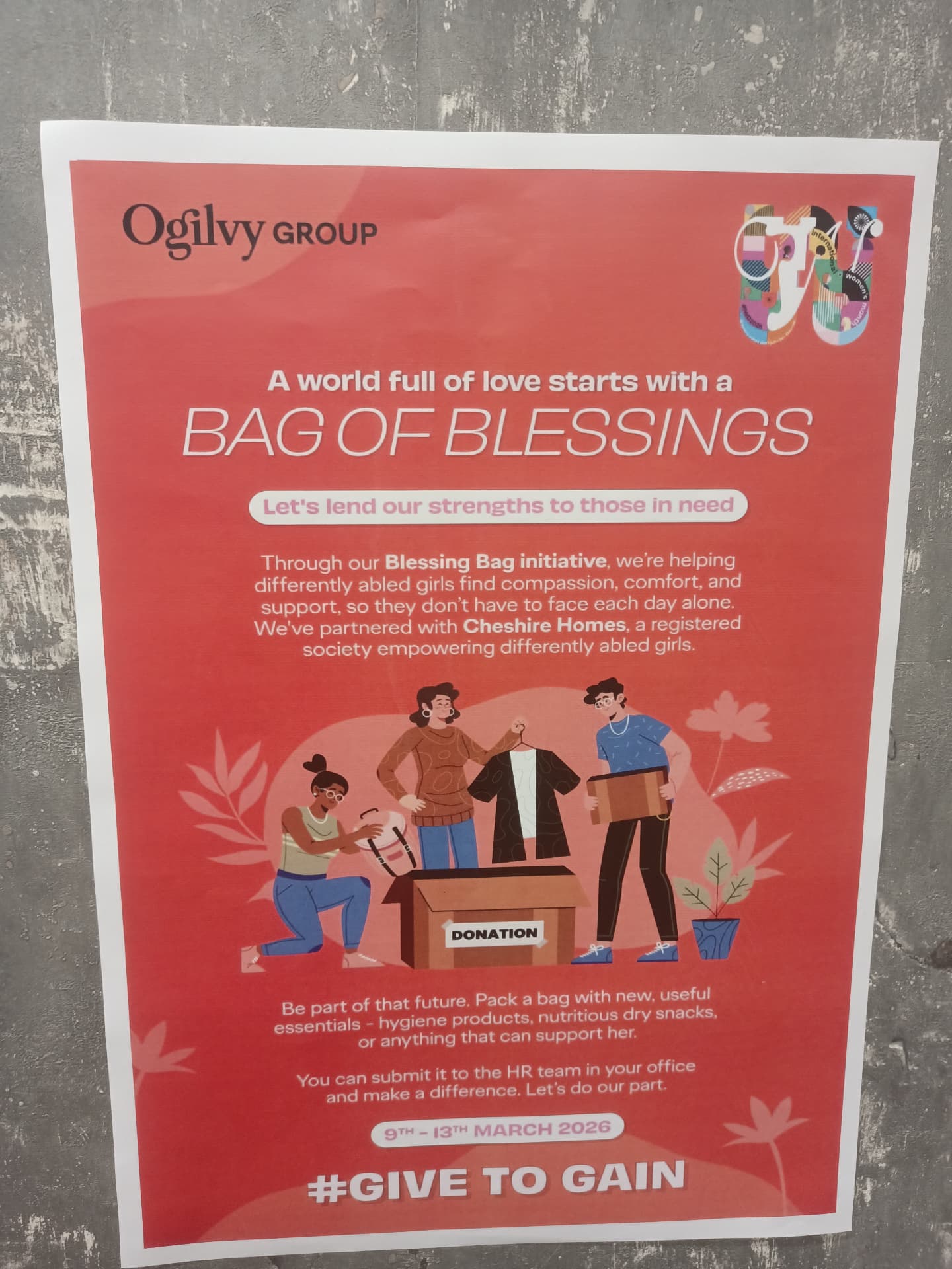 Bag of Blessings donation drive poster in partnership with Ogilvy Group